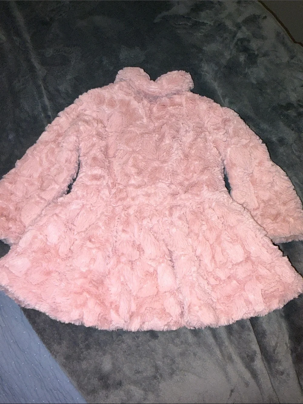 Calvin Klein Girls'  Faux Fur Pink Coat - 4T